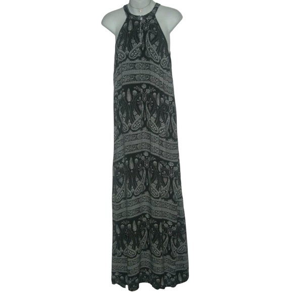 Crescent Dress Maxi Long Black Boho Paisley Print Stitch Fix Indie Artsy Beach S - Picture 1 of 8
